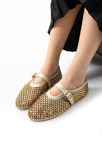 FOLLİNİ Balerina din plasă cu pietre aplicate pentru femei, aurie