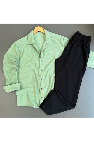 tiggir moda Мъжки комплект от кадифена риза и панталон