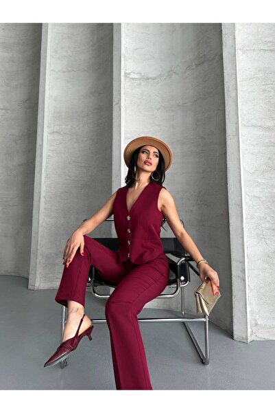 Bella Breeze بدلة نسائية من قطعتين من الجاكيت الفاخر مع تفاصيل أنيقة بأزرار ح...