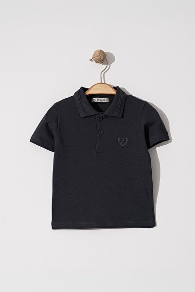 Trend Baby Kids Tricou de bază cu guler polo negru pentru băiat 6-9 ani