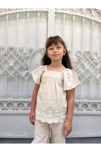 STYLENEST Bluz with Pants for Girl Double Linen Set