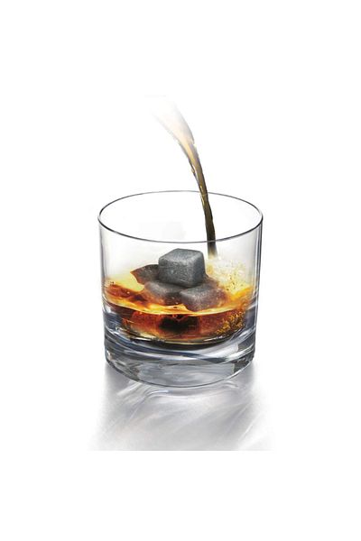 zola Set of 12 ice stones, for cooling drinks, black, storage box and bag