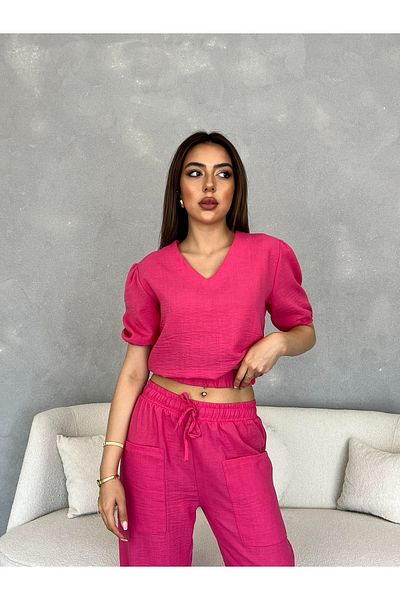 Nesil Women's Set with Blouse Pants Pockets