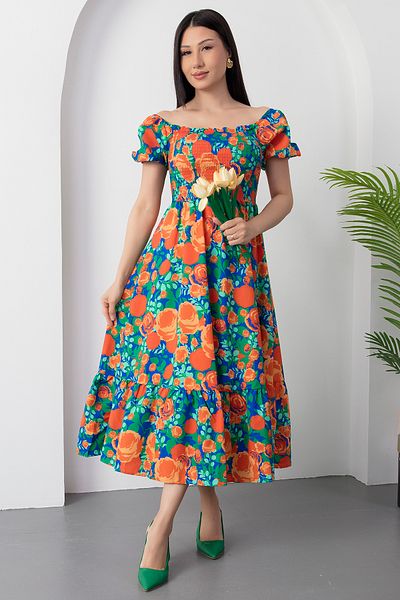 PULLIMM Rochie florală Gipeli cu guler pătrat DKS1097