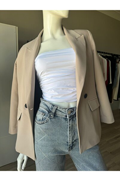 NİSSHABUTİK Bej astarı blazer ceket