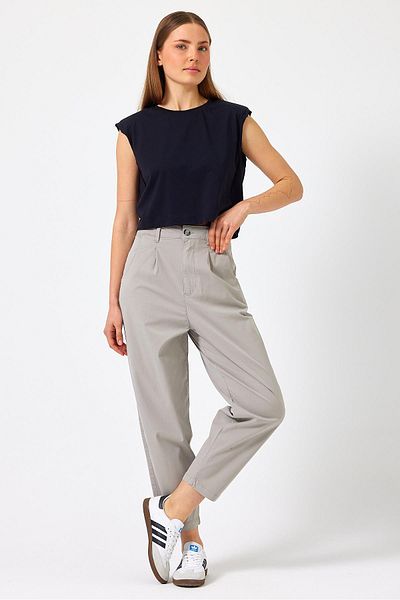 VENA Pantaloni de damă Stacy Slouchy Chino, gri gheață - Lyocell