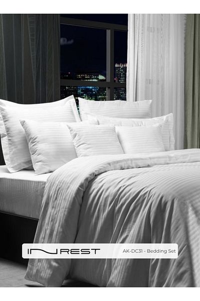 INREST طقم غطاء لحاف موناكو باللون الأبيض (بدون حشوة) قطن 100% مقاس مفرد 160×230 سم - 4 قطع