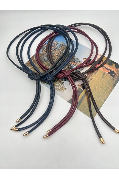 MODAM HİFA 4-Piece (Black, Burgundy, Navy, Coffee) Tie-Up Cord Women's Belt Trouser Belt Dress Belt Shirt Belt