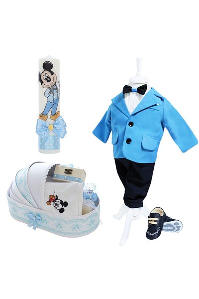 Recostore Set botez de baieti personalizat cu Mickey Mouse, 15 piese, Recostore®, REC2670