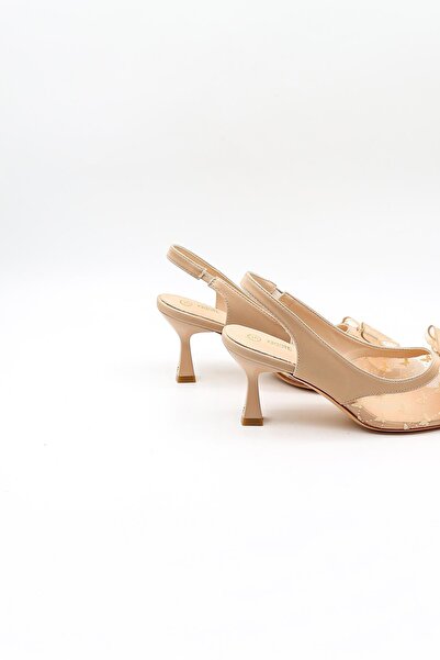 KRISTE BELL Short Heeled Bow Detailed Buckle Stiletto Kb1000 Beige