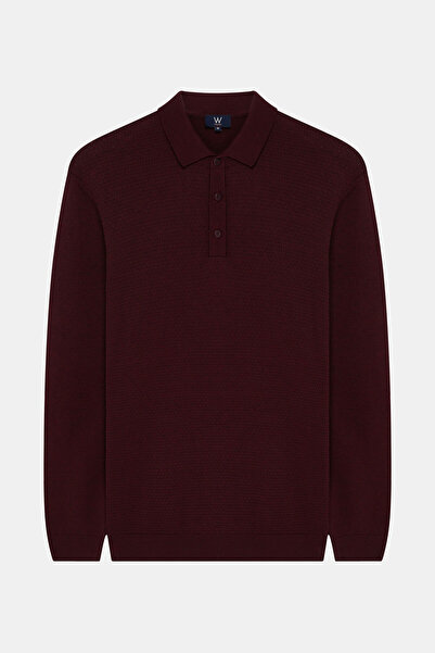 W Collection BURGUNDY POLO NECK LONG SLEEVE SWEATER