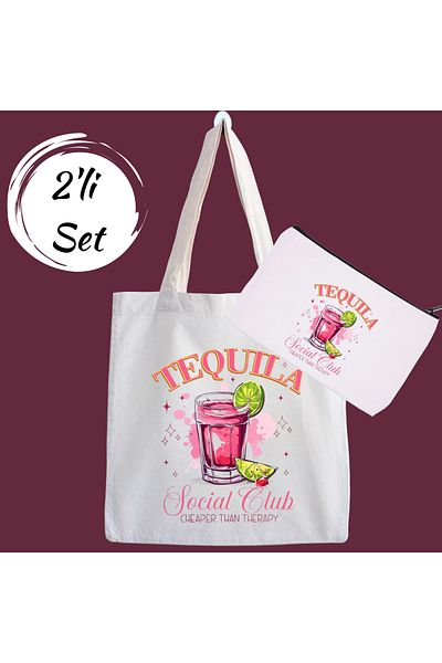 designedfy Set of 2 Cloth Bags and Makeup Bags with Tequila Campaign