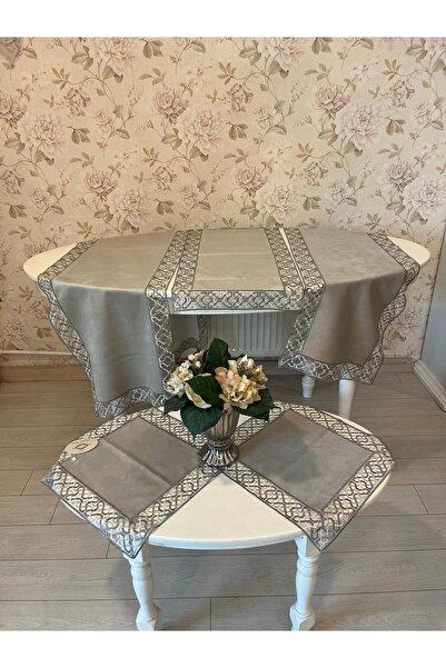 Daimon Home Alina Model Kadife Fransız Güpürlü Oda Takımı - Runner - Peçete