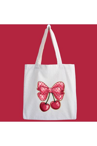 designedfy Cherry Ribbon 2 Waterproof Printed Cloth Bag