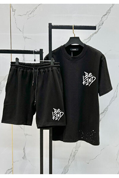EFFRENATU Set de tricou și pantaloni scurți pentru bărbați, din țesătură de b...