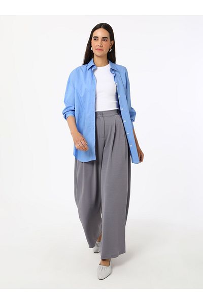 Benin Pantaloni clasici cu detaliu pile - gri - Benin