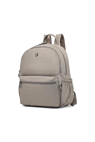 SMART BAGS Krinkıl Metalik Kumaş Büyük Boy Sırt Çantası BC 3125 - Vizon