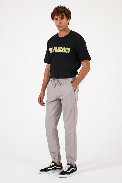 VENA Ανδρικό παντελόνι Jogger Gabardine Slim Fit Ice Grey - Simon