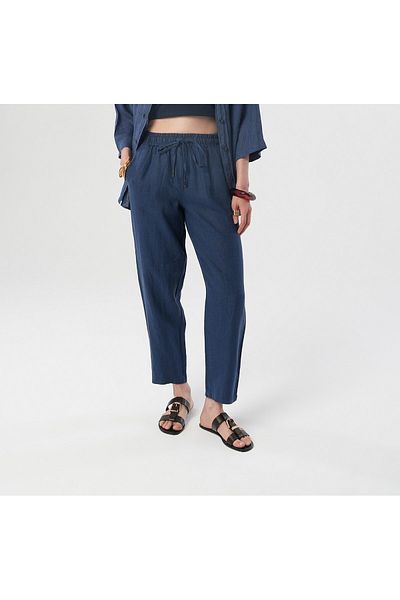 Orfeo Negro Women's 100% Linen Comfortable Fit Solid Color Pants