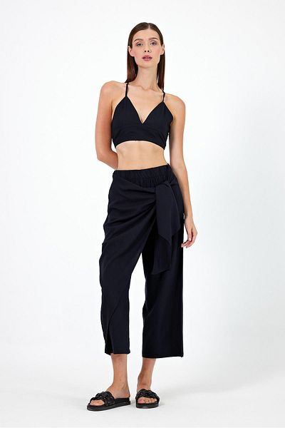 VENA Women's Black Linen Trousers - Belly Pareo
