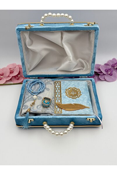 Uğurlu Hac kapitoneli incili çanta çeyizlik set