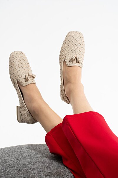 FOLLİNİ Γυναικείες μπαλαρίνες από γνήσιο δέρμα μπεζ