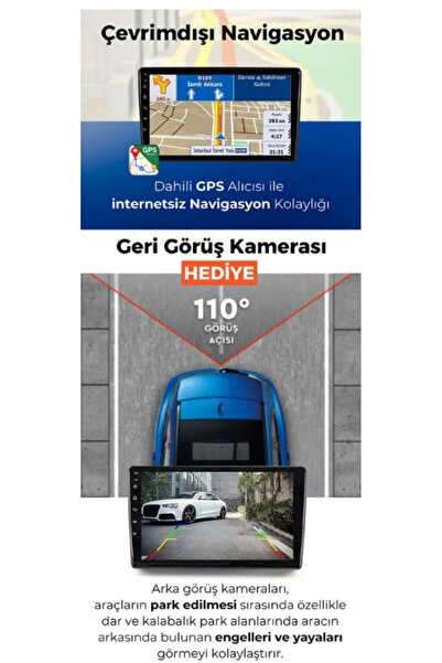 Blueway Ford Focus 1 Araç Multimedya Android Ekran Carplay Navigasyon Double Teyp 2+32 9" 99-04 Gri BLUEWAY