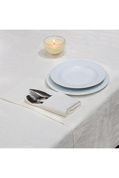 Missi Washed Ecru Denim Cotton Tablecloth