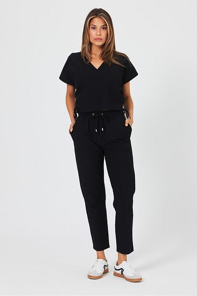 VENA Alian Black Women's Beach Pants - Elastic Waist and Dobby