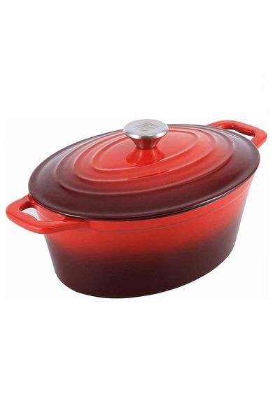Cs Kochsysteme Enameled cast iron roaster pot, red, 4 liters, 27.5x21x11 cm