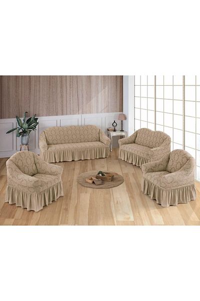 ARTUÇ 3+2+1+1 Standard Sofa Cover with Jacquard Flexible Skirt
