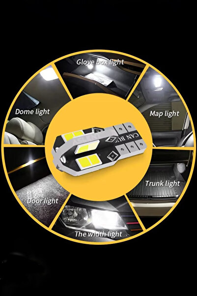 MeyZone T10 Led Dipsiz W5w Canbus 12 Ledli Beyaz Park Plaka Ampul 2 Adet