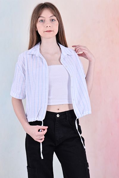 MODANINO Cămașă crop cu detaliu cu șnur în talie pentru fete 6-14 ani 12253