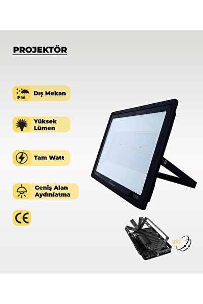 AC AYDINLATMA 400W Led Projektör 3200K Sarı Işık