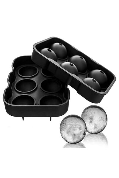 zola Silicone mold for ice balls, 6 spaces for 5x5 cm balls, low temperature resistant, 22x14.5x5 cm, black