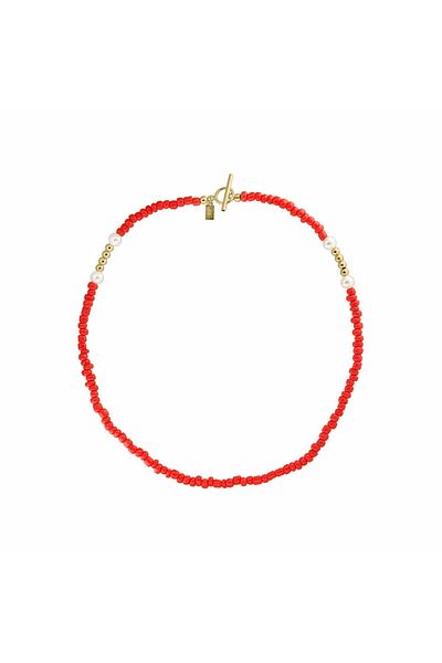 ohmygod jewelry Colier cu Margele de nisip si Accesorii din Argint Placat cu Aur – Cherry