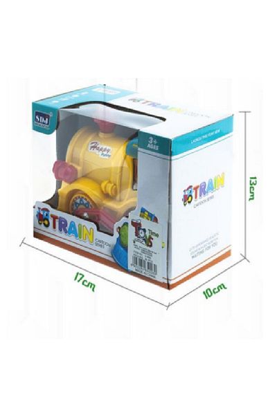 rexa Cartoon Toy Train – Yellow Locomotive with Blue Roof & Red Wheels – Fun Character Design for Kids