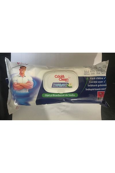 Cool & Clean 3 x Wet wipes with vinegar and bicarbonate 100pcs, multi-surface