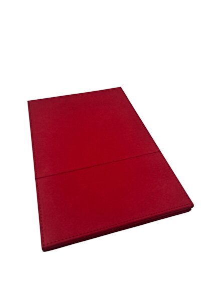 MeGass Dekor Leather Fabric Covered Red Color Foldable Footed Jewelry and Makeup Mirror 31*X31 cm