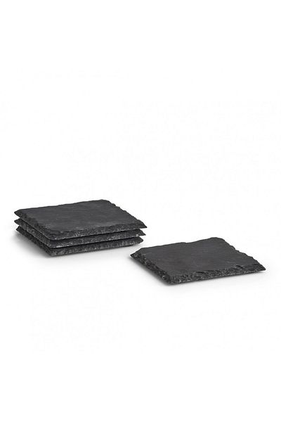 zeller Set of 4 Zeller glass coasters, slate, non-stick, 10 x 10 x 0.5 cm
