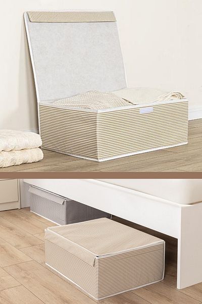 Flora Base Box Storage Box, Bed under Sofa Organizer Waterproof Cardboard Supported (50X40X19Cm) 1 Piece Brown