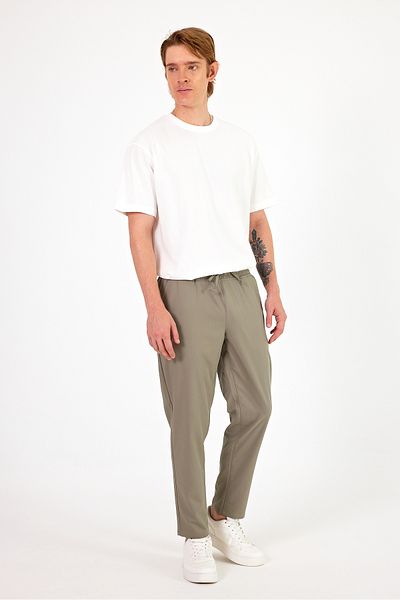 VENA Alfred Elastic Waist Summer Gabardine Παντελόνι - KHAKI