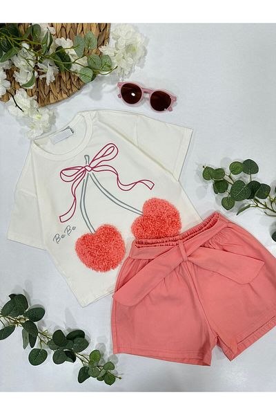 ChibuumKids Girl's Cherry Patterned Shorts Suit