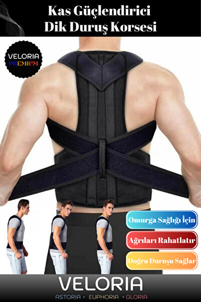 Veloria Premium Seri Omurga Boyun Omuz Sırt Kas Güçlendirici Doğru Duruş Sağl...