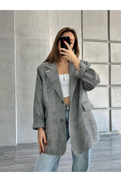 Coral Jacket with Flap Pocket Gray