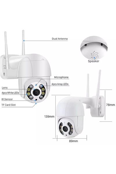 FOXMAG24 Cameră supraveghere PTZ IP, audio, 4X zoom, WiFi, 1080P, AI detectare, interior/exterior