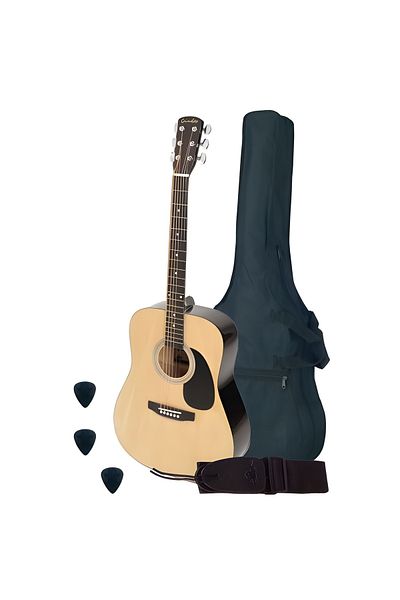 Nashville GSD60NT Basic 1, western dreadnought acoustic guitar set, natural, case, strap, 3 picks