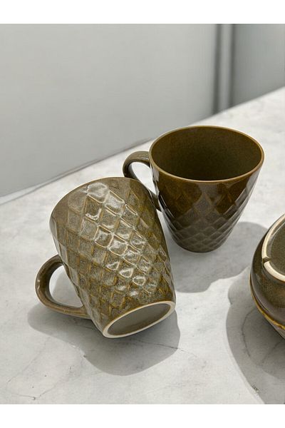 ALCE Set of 2 Porcelain Mug Cups Snack Bowl Patterned Model