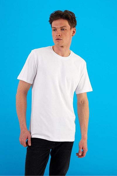 VENA Tricou alb din bumbac Danny pentru bărbați