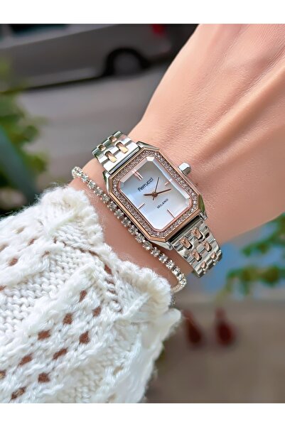 Ferrucci ÇELİK KORDON KARE KASA TAŞ MOTİFLİ KADIN KOL SAATİ 3 ATM SU GEÇİRMEZ...